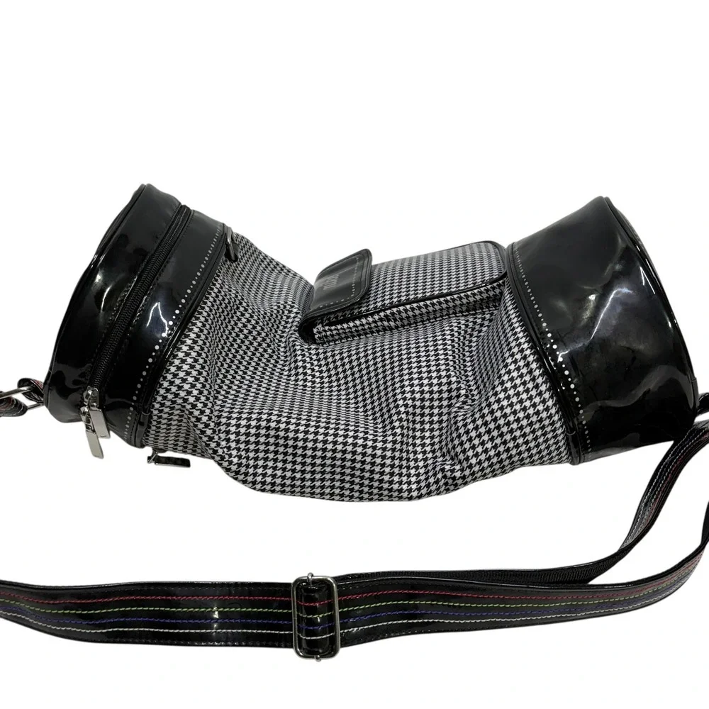 Nike Houndstooth Cylinder Crossbody Bag Black White TG0071-061 Y2K Patent Trim